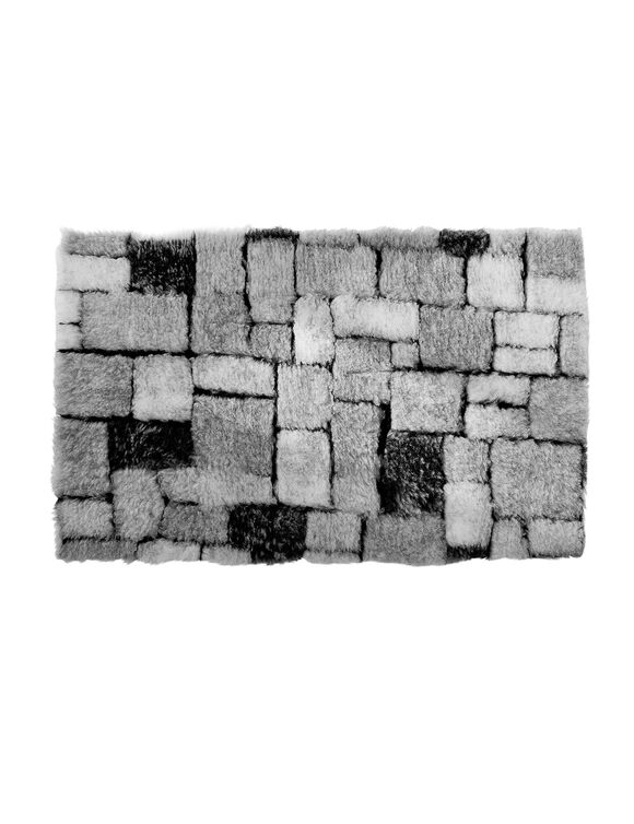 Tapis de bain mosaïque toucher peluche (gris) Tapis de bain mosaïque toucher peluche (gris)